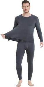 NACHILA Men's Thermal Underwear-Viscose Made from Bamboo,Long Johns Soft Sleepwear Long Sleeve Pajamas Base Layer Set Midnight Blue XXL