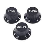 Alnicov Guitar Control Knobs 1 Volumn 2 Tone Fits Metric Pots Knobs Compatible For Fdstrat Stratocaster Style Electric Guitar Parts. (Black)