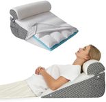 JORNH 3pcs Wedge Pillow Support Cushion, Support Pillows with soft Cushion,Memory Foam Pillow for Sleeping, Incline Bed Wedge for GERD, Snoring, Back and Leg Pain(white-gray)