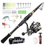 Telescopic Fishing Rod Reel Combo Collapsible Fishing Pole Spinning Reel Kit with Compact Tackle Bag, Fishing Gear Set Travel Fishing Rod Kit for Saltwater Freshwater Fishermen Gift