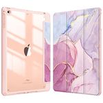 FINTIE Hybrid Case Compatible with iPad 6th Generation (2018) / iPad 5th Generation (2017) / iPad Air 2 / iPad Air 1-9.7 inch Shockproof Hard Shell Clear Cover w/Pencil Holder, Glittering Marble