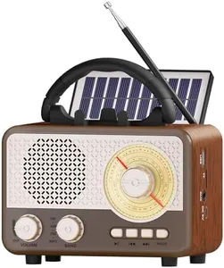Radio Portable AM FM SW Bluetooth Speaker Vintage Radios with Phone Stand TF Card/AUX/USB Small Retro Radio Battery Powered&Solar for Outdoor Old Vintage Decor Birthday Gifts for Women,Men,Dad