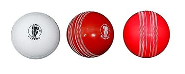 ans Winpro Cricket Wind Ball Pack of 3 Balls Weight 135 Grams for Each Ball for All Types of Surface Indoor & Outdoor (Multicolor Red-White-Pink Pack of 3, Standard Size)