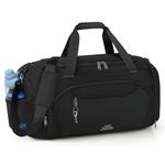 Sports Gym Bag Mens with Shoes Compartment Travel Duffle Bag Large Water Repellent Swimming Weekend Overnight Holdall Bags Women 40L Black