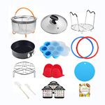 8 Quart Pressure Cooker Accessories Compatible with Instant Pot 8 Qt - Steamer Basket, Glass Lid, Silicone Sealing Rings, Egg Bites Mold, Springform Pan, Egg Steamer Rack and More