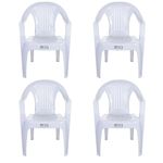 Indoor & Outdoor White Plastic Lawn Chairs Garden Patio Armchair Stacking Stackable (4)