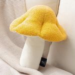 Phantoscope Mushroom Shaped Throw Pillow, Teddy Fleece Soft Mushroom Decorative Pillows Cute 3D Shaped Cushion for Couch Sofa Bed Chair, Yellow,16 x 14 inches