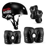Jaspo Skate Mate Protective Skating Kit for Kids – Helmet with Adjuster, Knee Elbow Pads & Wrist Guards, Safety Gear Set for Skating, Cycling & Skateboarding (Black, Medium)
