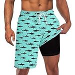 Mens Shark Swimsuit Trunks with Com