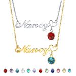 VNOX Personalized Name Necklace for Women - Single layer/Double layer/Birthstone/Birthday Flower Name Necklace Customized Gift for Your Loved Ones (Birthstone-1（Gold/Silver）)