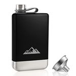 KWANITHINK Flasks for Liquor, Stainless Steel 8oz Hip Flask with Funnel, Whiskey Flask with Integrated Steel Cap for Camping Climbing Hiking Picnic | Fathers Day Gift