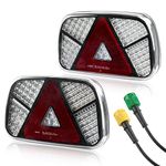 AOHEWEI Trailer Tail Lights Kit 12V/24V Waterproof Turn Signal/Brake/Tail/Reverse/Fog/Reflector Light with 2pcs 30cm Long 6 Core Cable for Lorry Caravan Truck Van Tractor