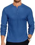 COOFANDY Men's Henley Shirts Long Sleeve Basic Pullover Shirt Lightweight Button T-Shirts Royal Blue