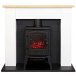 Adam Chester Fireplace in Pure White with Sureflame Ripon Electric Stove in Black, 39 Inch