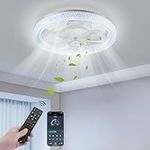 Lightasea Ceiling Fans with Lights, 48cm Modern Smart Ceiling Fan Lights with Remote Control, 6 Speeds Quiet Dimmable Low Profile Small Fan Lights Ceiling for Bedroom Living Room Dining Room