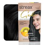 Streax Gel Hair Colour for women, Natural Black 1, 150 ml I Black Hair colour I No ammonia hair color | 100% grey coverage