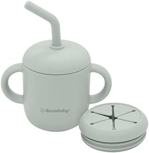 Dreambaby Silicone 3-in-1 Sippy Cup with Straw, Open Training Cup, and Snack Cup - Spill Proof Baby Snack Food Container