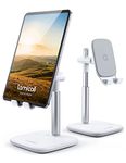 Lamicall Tablet Stand, Height Adjustable - Tablet Holder Cradle for Desk, Heavy Base Desktop Tablet Dock Mount, Stand for iPad Pro, Mini, Air, Tabs, Kindle, iPhone 13 and 4-12.9" Phone & Tablet, White