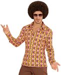 70s Retro Shirt with and without Pattern Disco Men's Costume Seventies Size S/M, Colour: Discs