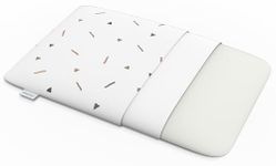 Cherilo Memory Foam Pillow for Kids Provide Extra Neck Support with Removable Pillow Cover, Fancy Triangles Pattern - White, Suitable for 1 Year & above - 20.5" x 11.5" x 2.5"