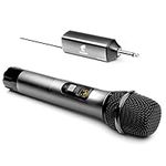 TONOR Wireless Microphone, UHF Metal Cordless Handheld Mic System with Rechargeable Receiver, 1/4” Output for Amplifier, PA System, Singing Karaoke Machine, 200ft (TW620), Grey