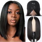 Straight V Part Wigs Human Hair Short Bob Wigs for Women V Part Human Hair Wig Upgrade U Part Wig No Leave Out Glueless Human Hair Wig No Sew in No Lace Beginner Friendly 150% Density 14Inch