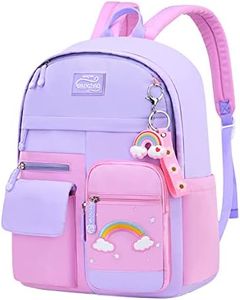 Amythe Zainetto Bambina, Zaino Elementari Bambina Zainetto Asilo Bambino in Nylon Leggero e Impermeabile, 30 x 12 x 41 cm, Zaino Scuola Elementare per Bambini dai 6 ai 10 anni