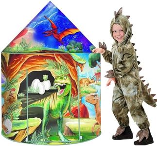 Dinosaur Play Tent for Kids Boys Girls, Indoor Outdoor Foldable Pop Up Playhouse with Portable Bag and Dinosaur Stickers Toys Party Birthday Gifts Game Kid Tents for Children Toddler Baby