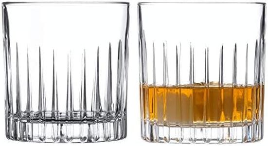 DIAMANTE Whisky Glasses Crystal Short Drink Tumblers Pair - ‘Broadway’ Collection – Gift Box of 2