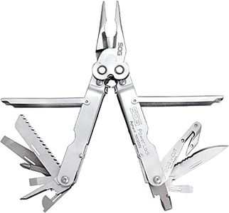 SOG PowerLock Multi-Tool S62N-CP - 18 Tools, V-Cutter, Satin Polished, Nylon Sheath, Compound Leverage