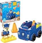 Mega Bloks PAW Patrol Chase's Police Car Building Set - Includes Posable Chase Figure - Magnetic Building Blocks - Stackable Pylons - Gift for Kids 3+