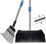 QiMH Upgraded Dog Pooper Scooper Extra Large, Adjustable Long Handle Stainless Metal Pet Poop Tray and Rake Set for Large Medium Small Dogs, Dog Waste Removal Bin Rake, Great for Grass, Street, Gravel