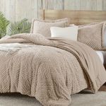 Homelike Moment Fleece Comforter Set Twin Beige, 2 Pieces Soft Fluffy Comforters Twin XL Size Thick Warm Bed Comforter with Sham for Winter, 3D Tufted Fuzzy Velvet Bedding Set(68x90in, Beige)