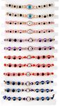 BONITTER 24/12 PCS Evil Eye Bracelets Pack For Women Mexican Braclets Set Protection Amulet Anklets Jewelry Gift, 11 inches, Zinc, no gemstone