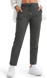 Libin Women's 4-Way Stretch Golf Pants 7/8 Ankle Casual Joggers Dress Work Sweatpants for Yoga Trousers Fall Trendy Outfits with Pockets, Dark Grey,L