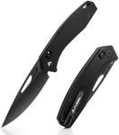 FLISSA Folding Pocket Knife, EDC Knife with Axis Lock, 3.5 inch D2 Steel Blade, G10 Handle, Camping Knife with Deep-carry Pocket Clip for Outdoors and Daily Use(Black)