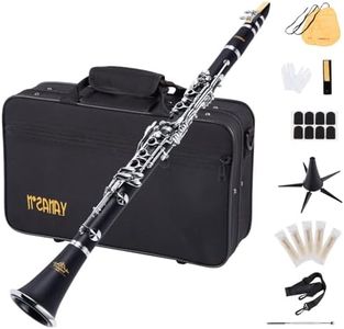 YANASON B Flat 17 Key Clarinet with 2 Barrels, Case, Stand, Strap, Reeds,8 Pads, 2 Cleaning Cloth and More