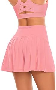 Pleated Tennis Skirts for Women High Waisted Athletic Golf Skorts with Pockets Shorts Running Workout Clothes, Light Pink, X-Small
