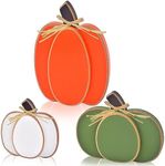 IDATOO Thanksgiving Decorations for Home, 3PCs Rustic Fall Decor Wooden Pumpkin Tabletop Sign Block Set, Autumn Tiered Tray Décor for Halloween Farmhouse Harvest Mantel Spice Table Centerpiece (3 pcs pumpkin)