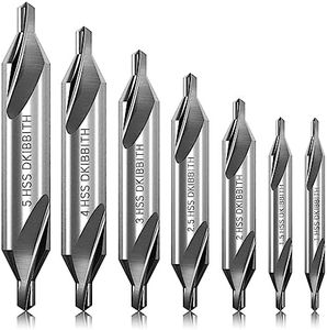 7 Pieces Center Drill Bits Set, M2 High Speed Steel 60-Degree Angle Center Drill Bits Kit Countersink Tools for Lathe Metalworking Size 1.0 1.5 2.0 2.5 3.0 4.0 5.0