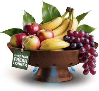 Bambüsi Fruit Bowl - 11" Large Brown Wooden Pedestal Bowl for Kitchen Counter & Dining Table Centerpiece, Premium Bamboo Wood Fruit Basket & Banana Holder for Fresh Produce, Bread & Home Decor