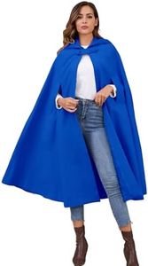Gihuo Cape Poncho Women's Hooded Maxi Cloak Coat Winter Warm Long Cloak Dress Robe Cosplay Costumes Outerwear (Blue, One Size)