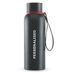 Borosil Trek 500 ml Personalised/Customized Bottle with Engraved Name & Logo | Stainless Steel Vacuum Insulated Flask, Black | 20 Hrs Hot & 24 Hours Cold | Ideal for Personal & Corporate Gifting