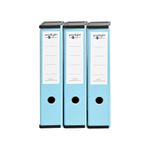 Box File Laminated Foolscap, Lockspring, Ring Pull & Catch, 75mm Spine, Assorted Box of 3, Pastel Blue