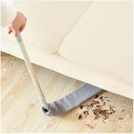 Microfiber Gap Dust Brush Under Appliances Cleaning Tool with Telescoping Long Handle Washable and Retractable Flat Duster Brush Feather Duster for Under Furniture Couch Fridge Washer Cleaning