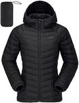 CAMELSPORTS Women's Down Jacket Hooded Winter Light Weight Short Puffer Coats with Thermal Heat Reflective Lining Packable Warm Windproof Ladies Parka Fashion