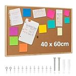 QUEENLINK Cork Board for Wall, 40 x 60 cm Bulletin Board with 10 pins, Wall Hagning Cork Pin Board for Home Offices Decorative