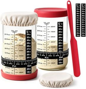 ComSaf Sourdough Starter Jar Kit 34oz(1L) 2 Pack Wide Mouth Bread Baking