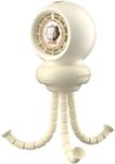 IEOTT Portable Stroller Fan, Whisper-Quiet, Auto-Oscillation, Warm-Tone Night Light, 3600mAh Rechargeable Battery, Dense Safety Grill, Designed for Crib, Car Seat, Travel and Camping (Beige)