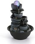 Dyna-Living Tabletop Water Fountain Indoor Waterfalls Fountains with Colored LED Light Decorative Tabletop Fountain with Automatic Pump